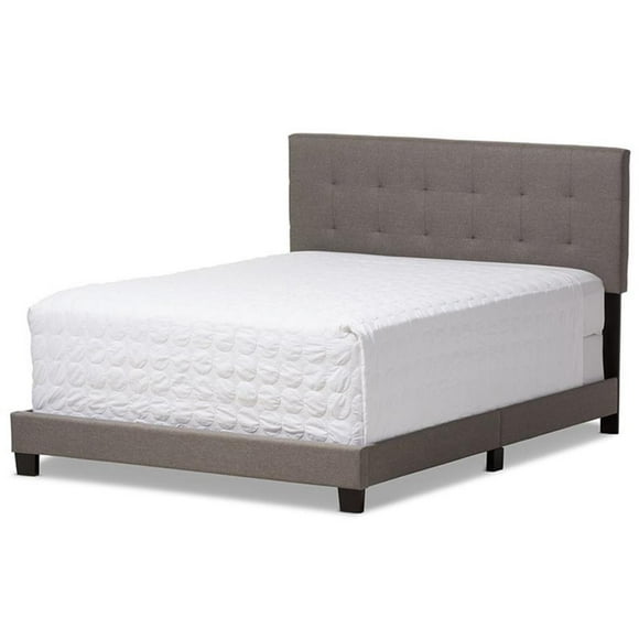 Pemberly Row Modern Tufted Fabric Upholstered Queen Panel Bed in Gray