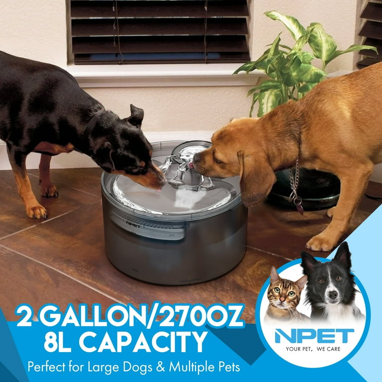 NPET DF30 Dog Water Fountain 2 Gallon 270oz 8L Pet Water Fountain