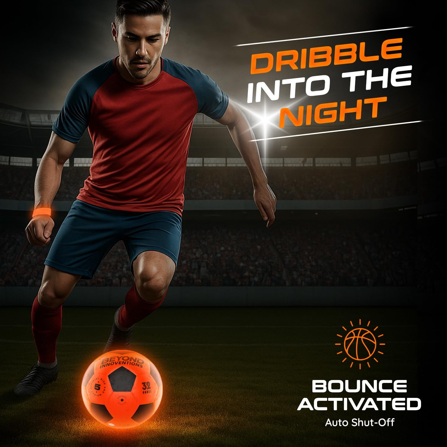 BEYOND INNOVENTIONS Soccer Ball Light Up Glow in the Dark for Boys & Girls 8-15+ Year Old, Size 5