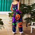 thumbnail image 6 of Halloween Pumpkin Print Jumpsuit for Women, Cute Fall Wide Leg Sleeveless Romper, Fashion Halloween Costumes Multicolor XL, 6 of 6