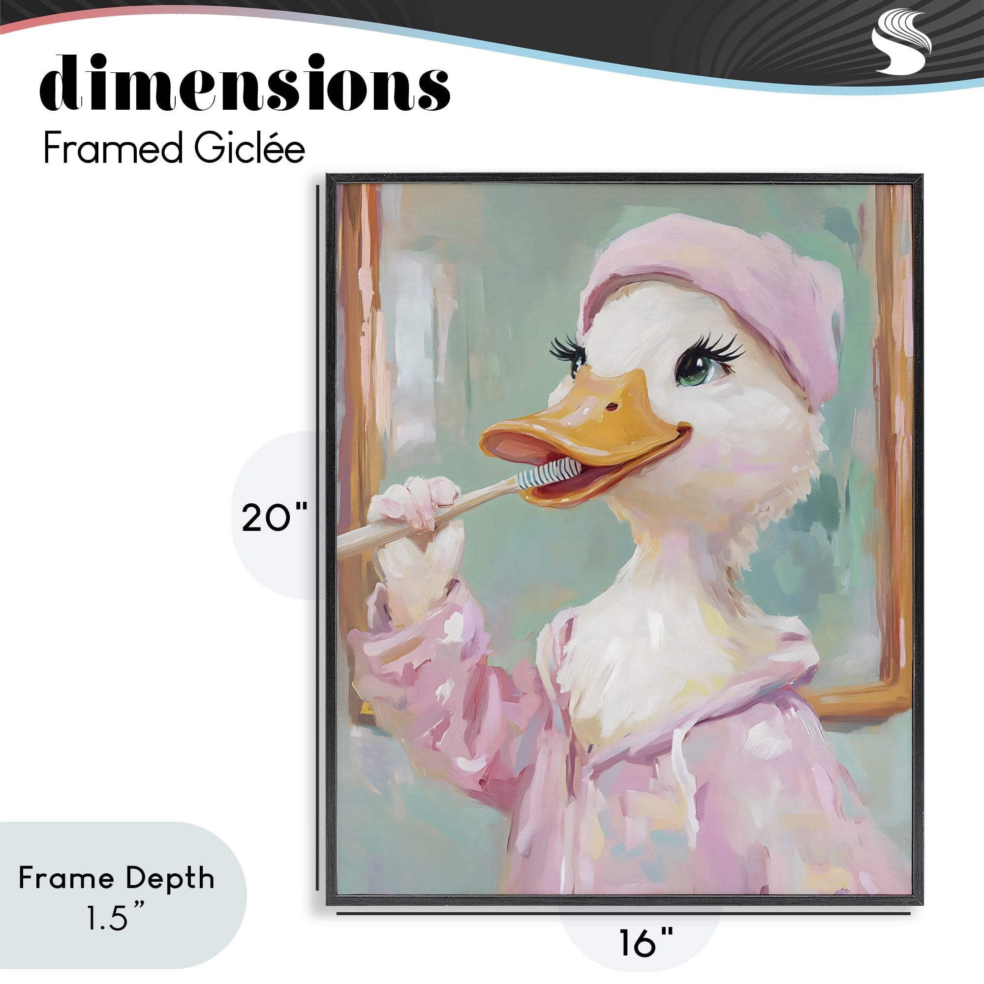 Stupell Industries Duck Brushing Teeth Black Framed Giclee Art, design by The Prints Vibe