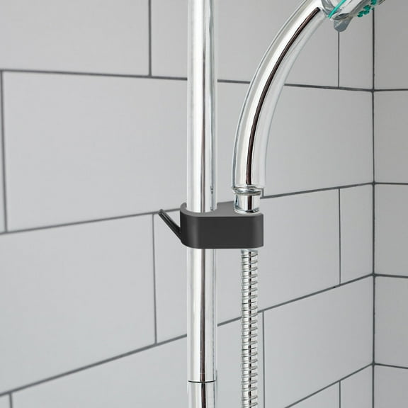 MLINS Shower Slide Bar Clamp for Bathroom Use Heavy Duty ABS Material Black Color Fits Various Shower Heads 10.5 Inches
