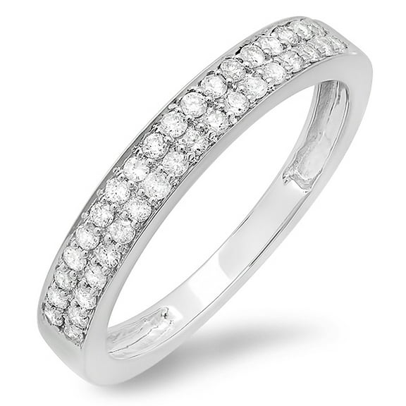 Dazzlingrock Collection 0.30 Carat (ctw) 14k Round Diamond Ladies Anniversary Wedding Band Stackable Ring 1/3 CT, White Gold, Size 6.5