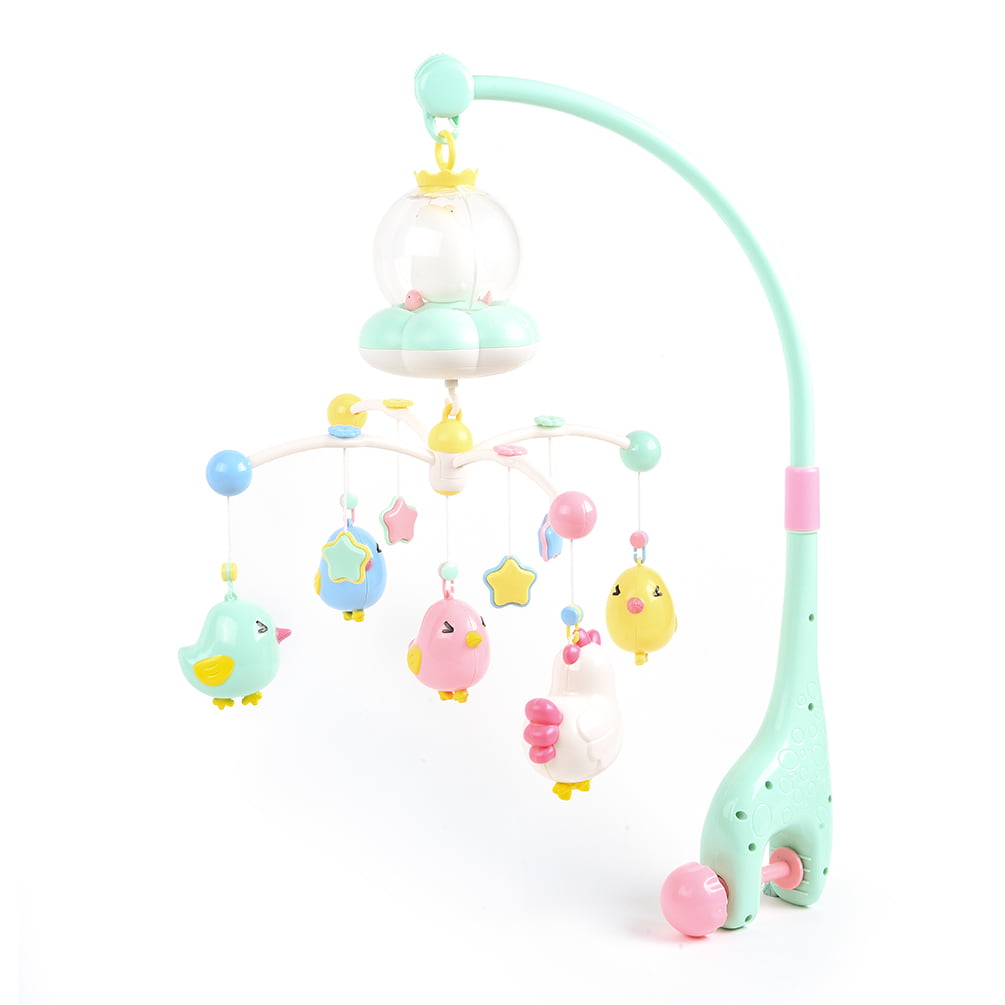 Pink Fdit Baby Crib Mobile Musical Flashing Bed Bell Toys Animal Rattles Hand Ring Star Rotating Bracket Projecting Newborn