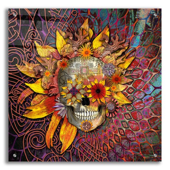 Epic Art 'Origins Botaniskull' by Fusion Idol Arts, Acrylic Glass Wall Art, 24"x24"