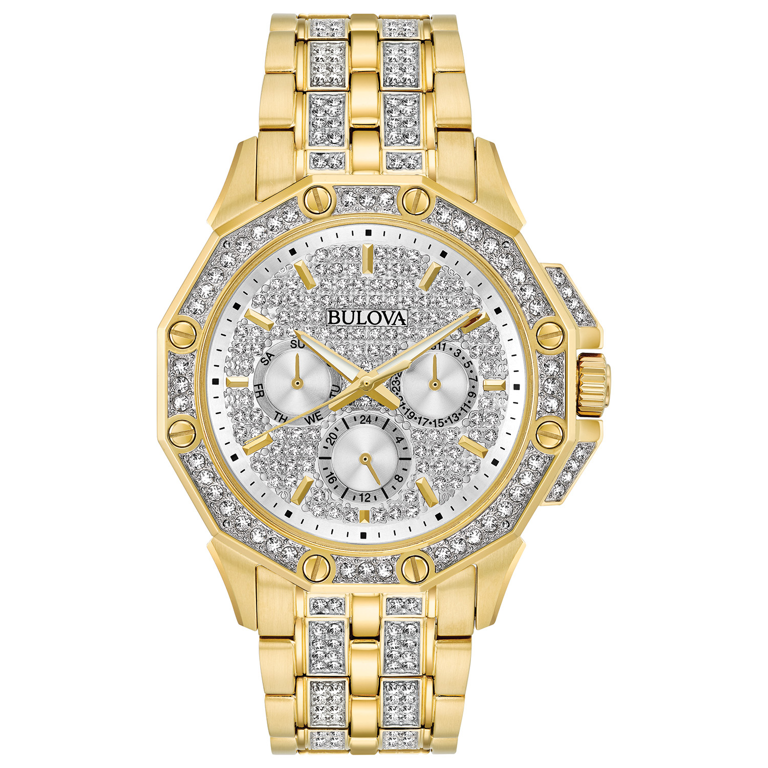 Bulova Men's Swarovski Crystal Watch - Gold-Tone - Bracelet - Pave Dial