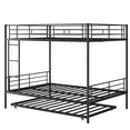 thumbnail image 5 of PAPROOS Metal Bunk Bed with Trundle, Heavy Duty Full Over Full Bunk Bed Frame with 2 Ladders and Full-Length Guardrails, Bunk Bed No Box Spring Needed (Black), 5 of 8