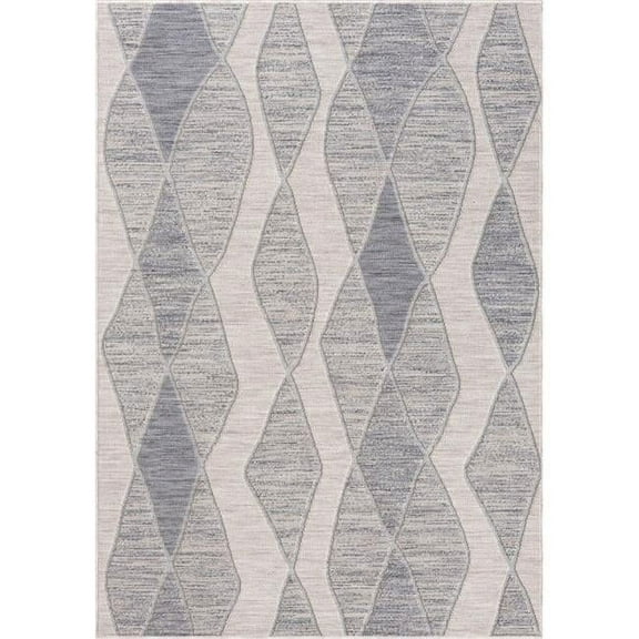 HomeRoots  8 x 11 ft. Blue & Gray Geometric Indoor & Outdoor Rectangle Area Rug - Blue and Gray - 8 x 11 ft.