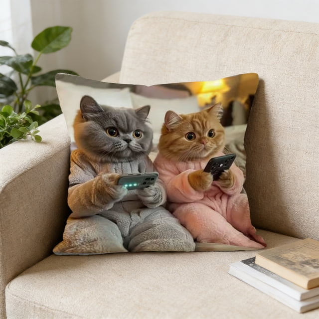 Funda de almohada con estampado de bordado falso de poliéster, adorables y lindas fundas de almohada con animales para dormitorio, hogar y decoración de sofá, funda de cojín, artículos esenciales para