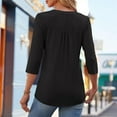 thumbnail image 2 of 3/4 Length Sleeve Womens Tops 2026 Trendy V Neck Pleated Front Tunic Dressy Casual Work Shirt Womens Blouses, 2 of 6