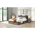 thumbnail image 2 of Miekor Queen Size Metal Platform Bed Frame with upholstery storage function Headboard and USB LINER and Footboard with drawers , No Box Spring Needed, Large Under Bed Storage, Easy Assemble W5U402, 2 of 9