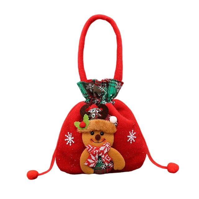 Christmas Gift Bag Velvet Holiday Gift Bag with Drawstring and Ribbon Accents 7.87 in x 14.57 in Multicolor