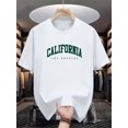 thumbnail image 2 of Men'S Casual Crew Neck T-Shirt with "California, Los Angeles" Print, Slight Stretch, Regular Fit, Fashionable Summer Top for Sports and Leisure - 180gsm, 2 of 7