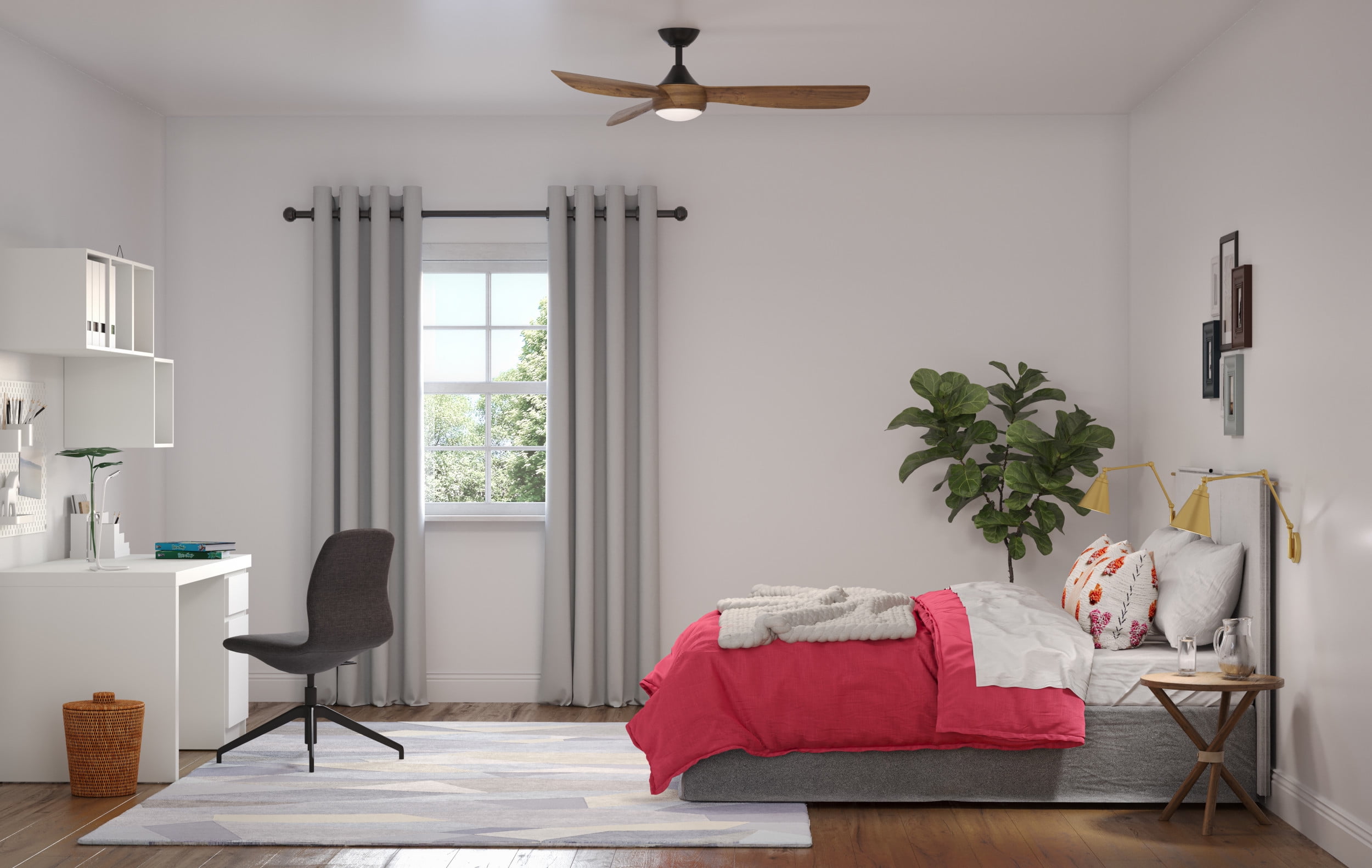 Avec Brechtin Collection 56'' Matte Black Modern 18W LED Indoor 3 Blade Ceiling Fan