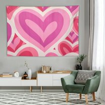 Creowell  Lovely Pink Heart Tapestry Wall Hanging, Love Princess Modern Tapestry Aesthetic Wall Decor for Bedroom Living Room Dorm 60x40 Inch 60x40in
