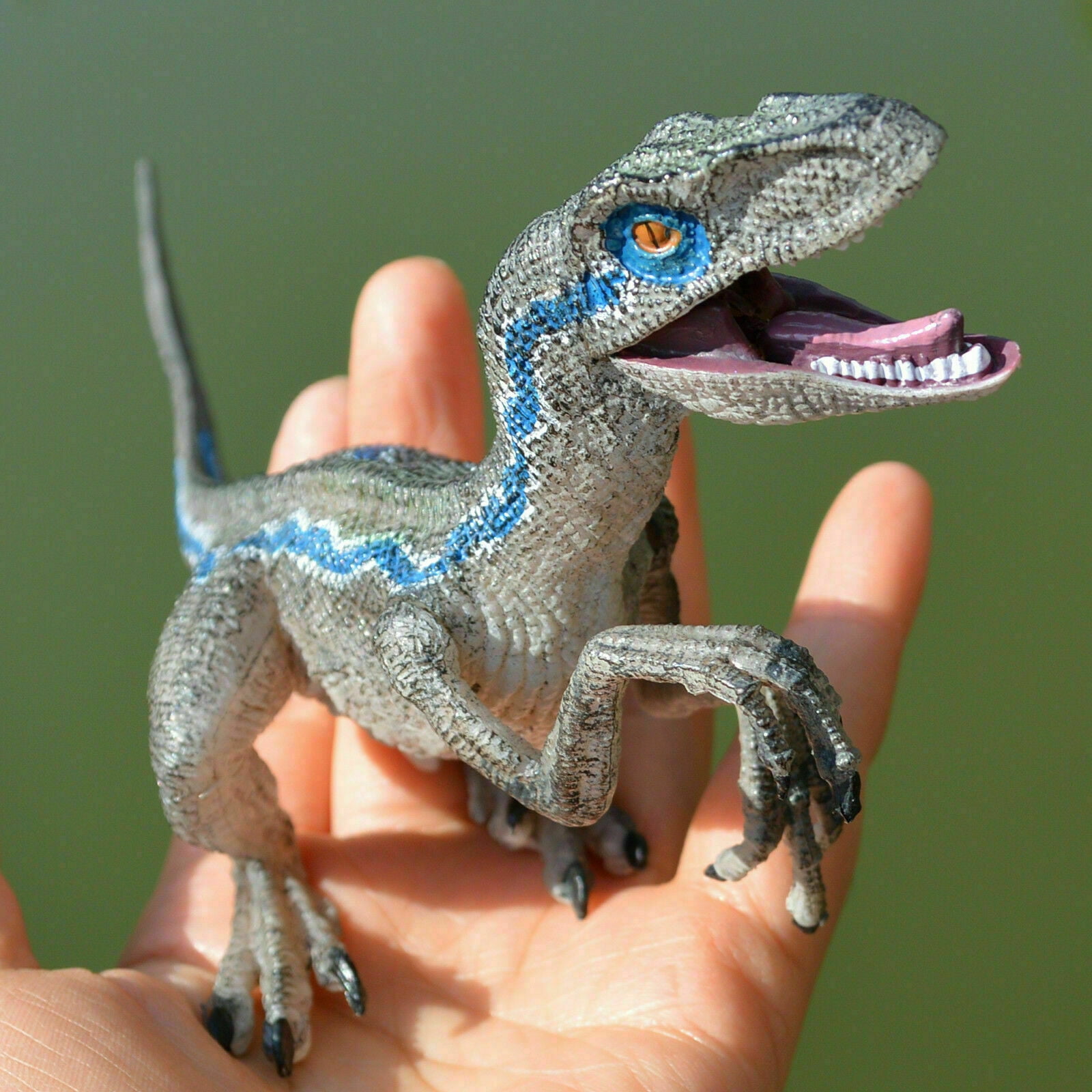 Jurassic Velociraptor Raptor Moveable Jaw Arms Dinosaur Figure Toy Kids Gift 