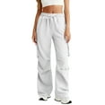 thumbnail image 6 of Garbnen Cargo Pants Woman Drawstring Baggy Womens Wide Leg Pant Spring Fleece Womens Joggers with Multiple Pockets, 6 of 6