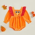 thumbnail image 2 of Wonitaaizi Newborn Thanksgiving Baby Girl Outfit Romper Bodysuit Fall Winter Clothes(6-12 Months,Orange), 2 of 7