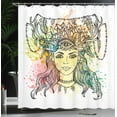 thumbnail image 4 of Ambesonne Occult Shower Curtain, Female Shaman Feathers, 69"Wx84"L, Multicolor, 4 of 5
