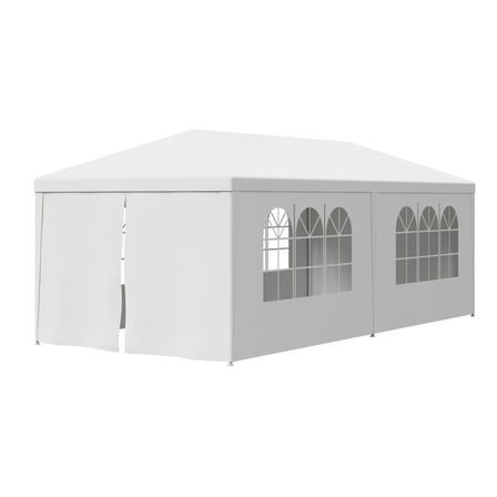 SAZYY Outdoor White Waterproof Gazebo Canopy Tent with Removable Sidewalls Windows Heavy Duty Tent for Party Wedding Events Beach BBQ