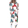 thumbnail image 1 of Wolfast Christmas Printed Sweatshirt & Pants for Women 2PC Long Sleeve Round Neck T-shirt Drawstring Trouses Set,Blue,M, 1 of 5