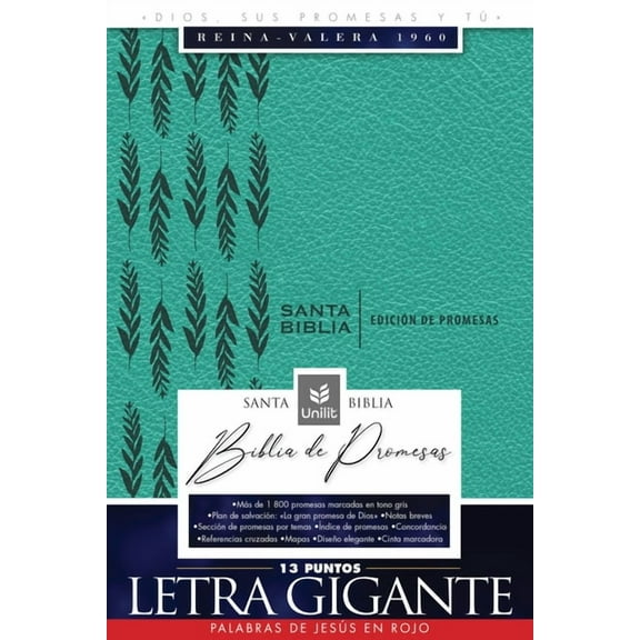 Santa Biblia de Promesas Reina-Valera 1960 / Letra Gigante - 13 Puntos / Piel Especial Con Cierre / Turquesa // Spanish Promise Bible Rvr 60 / Giant Print - 13 Points / Leathersoft with Zipper / Turqu