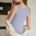 thumbnail image 5 of VV AVEORS Women's Shelf Bra Tank Top Wide Strap Ribbed Camisole Summer Crew Neck Basic Underwear Light Purple S, 5 of 7