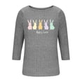 thumbnail image 5 of Mifsaly Ribbed Easter Tshirts for Women Cute Animal Graphic 3/4 Sleeve Shirts Comfortable Breathable Casual Easter Tops Tee S, 5 of 7