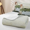 thumbnail image 4 of Manfei Rustic Animal Cow Twin Quilt Set 2 Pieces,Vintage Countryside Cabin Twin Coverlet Set,Green White,1 Bedspread and 1 Pillowcase, 4 of 7