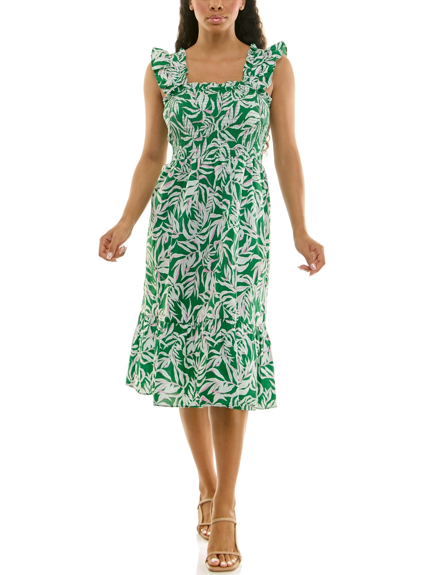 Nanette Lepore Women's Smocked Flutter Sleeve Midi Dress, Sizes XS-XXXL