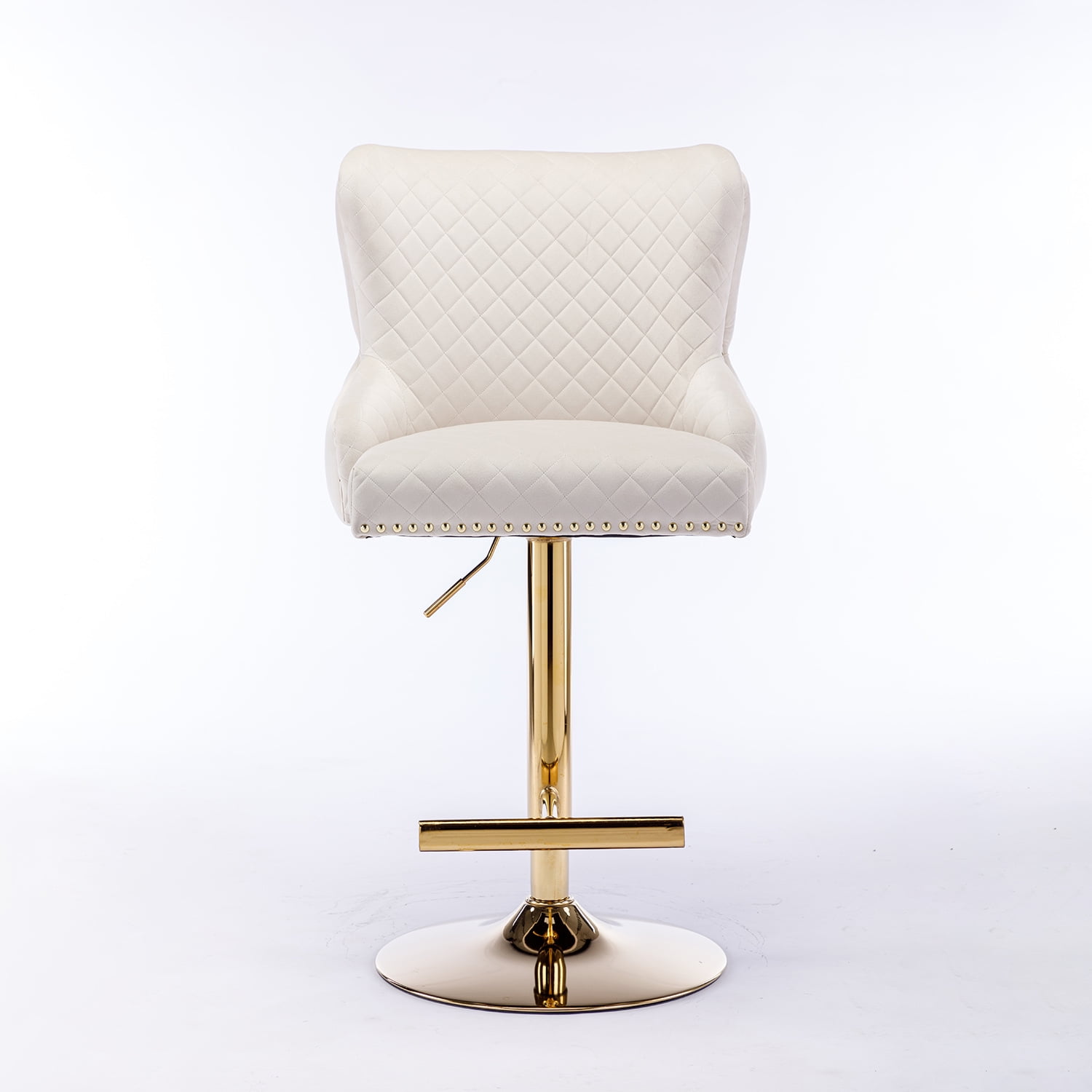 Demi Bonn 48" Adjustable Counter Height Bar Stools, Velvet Barstools with Back, Kitchen Island Countertop Chairs for Dining Room, Beige