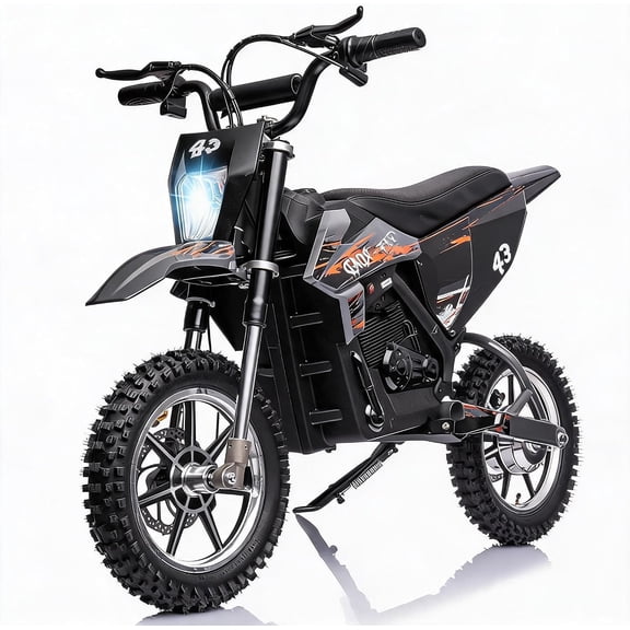 36V Electric Dirt Bike, 350W Brushless Motor, Pneumatic Tires, Front & Rear Disc Brakes, LED Headlight, Dual Metal Suspension, Max Speed 15.5 MPH, 175 Lbs Weight Capacity,Black