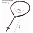 thumbnail image 3 of Catholic Cross Rosary Necklace, Natural Wood Prayer Beads with Cross Jesus Christ Saint Benedict Medal, for Christians, 3 of 3