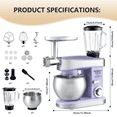 thumbnail image 3 of SeaSpark 6 in 1 Multifunctional Stand Mixer, 6 Speed Electric Food Mixer with 6.3 Quart Stainless Steel Bowl, 400W Tilt-Head, Purple, 3 of 9