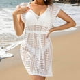 thumbnail image 5 of Luxalzxs Cover Ups for Women Solid Color Vent Sling Hollow Out Cover Ups Dress Crochet Bathing Suit Bikini Cover Up Beachwear, 5 of 5