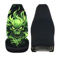thumbnail image 2 of Uourmeti Front Car Seat Cover Stylish Polyester, Compatible with Car Interior, Fit for Anti-Fray Surface Auto, Green Skull, 2 of 6