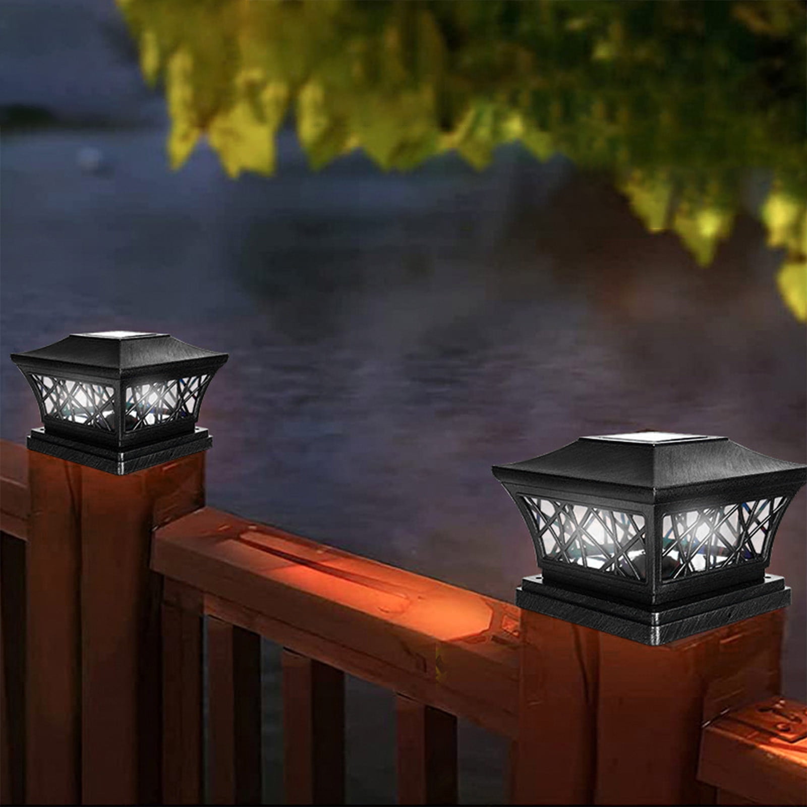 BCZHQQ Solar Post Cap Lights,Outdoor Post Light for White/Green 4x6 Vinyl Fence Deck-Waterproof Warm White
