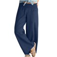 thumbnail image 1 of Women Wide Leg Pants Elastic Waisted Casual Linen Pants with Pockets Loose, 1 of 7