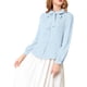 thumbnail image 5 of CAMISA DE MUJER CON BOTONES INSPIRADA CHIC, COLLAR PETER PAN, CON LAZO, BLUSA DE COLOR SÓLIDO 3XL AZUL CLARO, 5 of 8