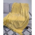 thumbnail image 6 of Fennco Styles Chenille Woven Striped Tassel Throw Blanket 50" W x 60" L - Mustard Yellow Soft Blanket for Bed, Couch, Sofa, Home, Office and Holidays Décor, 6 of 8