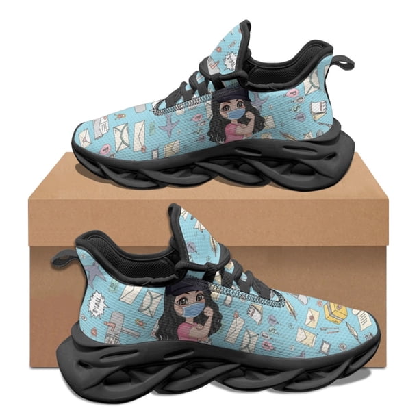 Zapatillas deportivas de enfermera azul cielo con diseño de herramientas médicas para mujer, moda de enfermera, zapatos de tenis para otoño e invierno, para trabajo al aire libre, transpirables y suav