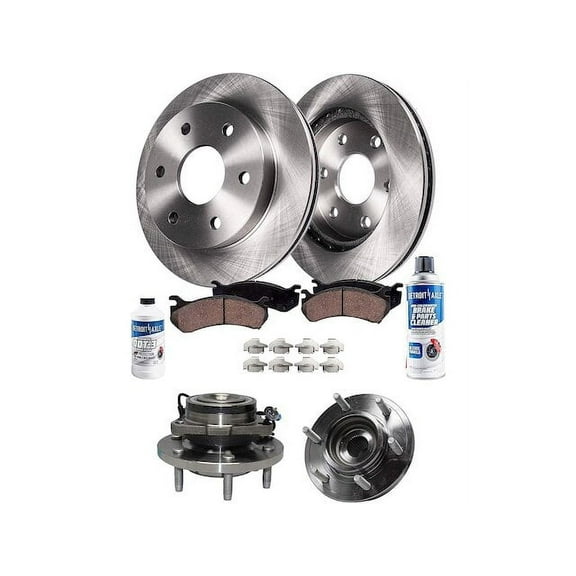 Front Brake Pad and Rotor and Wheel Hub Kit - Compatible with 2006 - 2010 Hummer H3 2007 2008 2009