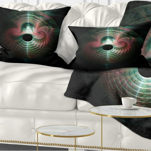 Designart Green Pink Magical Lights - Abstract Throw Pillow - 12x20