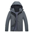 thumbnail image 3 of Brondbend Coats for Men Men’s Jacket Hooded Long Sleeved Zipper Pocket Outerwear Solid Color Comfy Jacket Loose Fit Going out Tops Gray, 3 of 5