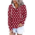 thumbnail image 3 of Jsaierl Button Up Hoodies for Women Cute Polka Dot Print Hooded Sweatshirt Oversized Pullover Comfort Long Sleeve Tops Winter Fashion S-2XL, 3 of 7