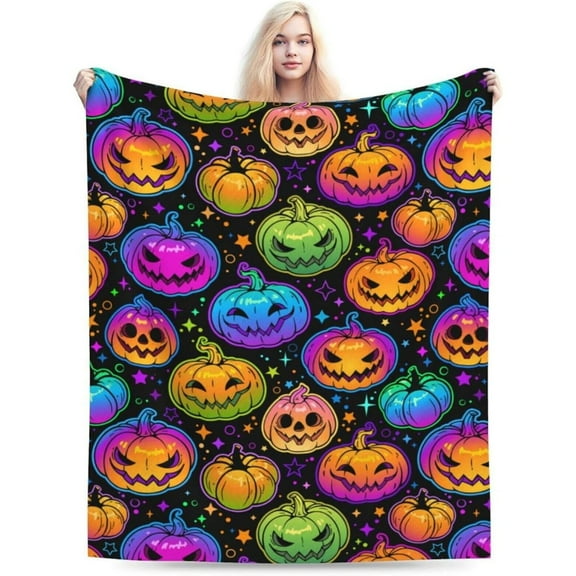 Halloween Blanket for Boys Girls, Haunted Halloween Themed Design Printed Throw Blankets for Kids Lap, Chair Sofa, Warm Soft Cozy Blanket
