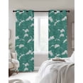 thumbnail image 4 of Green White Ocean Waves Kitchen Curtains Coastal Abstract Art Moire Cafe Short Curtains for Bathroom Blackout Window Curtain Grommet Small Window Treatment Drapes for Bedroom Living Room 52"x45"x2, 4 of 9