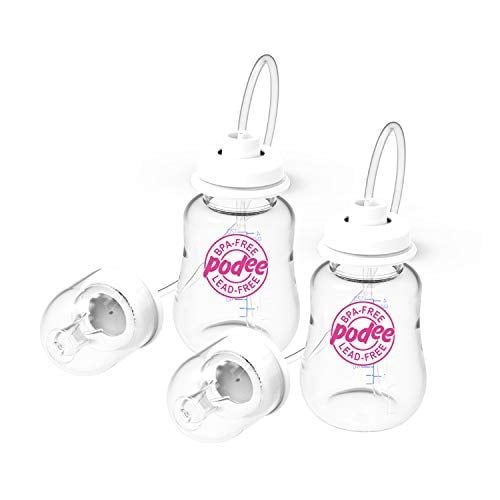 Podee Hands Free Baby Bottle Anti-Colic Feeding System 4 oz 2 Pack - Pink 