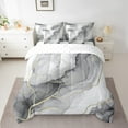 thumbnail image 2 of Black Grey Marble Grain Twin Comforter Set 7 Piece Abstract Tie Dye Marble Bed In A Bag With Sheets For Men Women Gold Fluid Ink Marbling Bedding Set Stone Grain Bed Set, 2 of 5