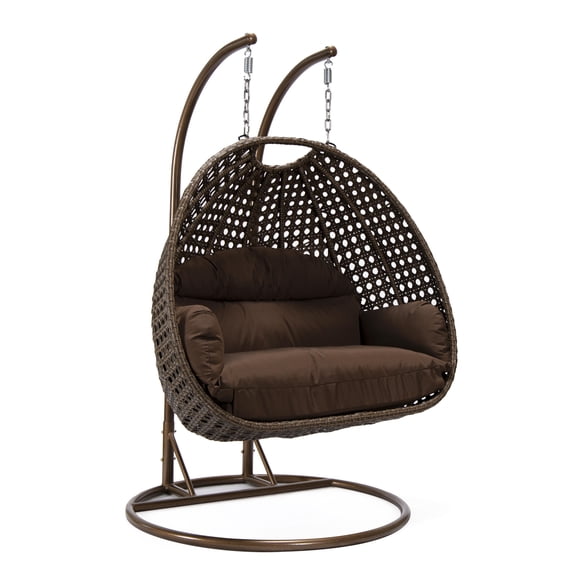 Maykoosh Classic Charm Dark Brown Wicker Hanging 2 person Egg Swing Chair